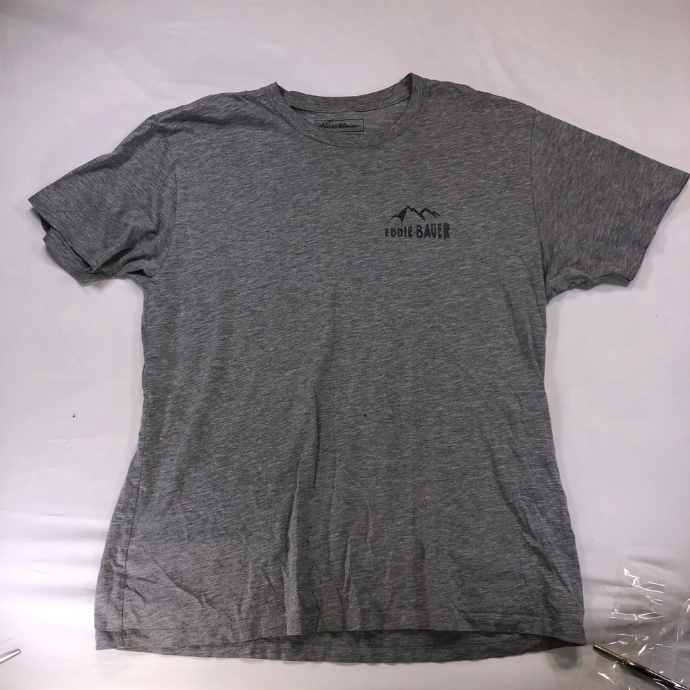 Eddie Bauer Mens Gray Graphic T-Shirt Always Adventure Mountain Logo Size M